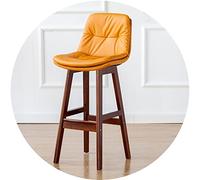 Chaise de barre en caoutchouc en bois haut tabouret avec dossier, siège de siège à double couche et élargissement du repose-pieds, tabourets de bar de réception de comptoir de restaurant, cadre