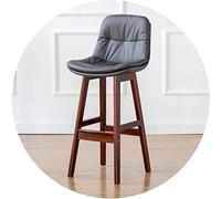Chaise de barre en caoutchouc en bois haut tabouret avec dossier, siège de siège à double couche et élargissement du repose-pieds, tabourets de bar de réception de comptoir de restaurant, cadre