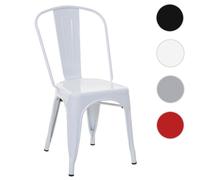 Chaise de bistro en métal HWC-A73, désign industriel métallique, empilable ~ blanc