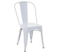 Chaise De Bistro En Métal Hwc-A73, Désign Industriel Métallique, Empilable Blanc Multicolore