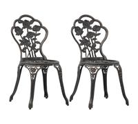 Vidaxl Chaises De Bistro Lot De 2 Bronze Aluminium Coulé