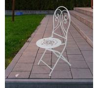 Chaise de Bistrot Pliante Balcon Vintage Boussole Jardin Pliable Blanc