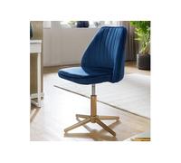 Chaise de bureau 60x60x80/100 cm en velours bleu foncé et métal doré