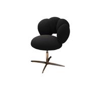 Chaise De Bureau à Domicile avec Givrage Pivotant De La Forme De Pétale, Chaises De Bureau sans Bras avec Hauteur Réglable, Chaise De Vanité en Tissu en Peluche en Peluch(Size:Lamb's Wool,Color:Noir)
