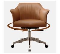 Chaise de Bureau à Domicile, Chaise de Bureau Moderne du Milieu du siècle avec Rembourrage épais, Chaise de Direction réglable en Hauteur avec Pivot Roulant à 360° for Salle d'étude de réunion(Brown)