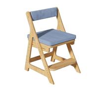 Chaise de Bureau à Dossier Haut d'étude en Bois Massif pour écolier Hauteur réglable idéale Le Salon et la Salle Manger(Bleue)