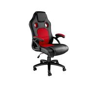Chaise de bureau - TECTAKE - Fauteuil de gamer TYSON avec rembourrage épais et revêtement en cuir synthétique - Noir/Rouge