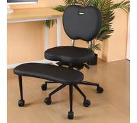 Chaise de bureau à pieds croisés avec roulettes, chaise de bureau de méditation pour adultes avec soutien lombaire, chaise de bureau ergonomique à hauteur réglable pour TDAH, chaise de yoga à genoux