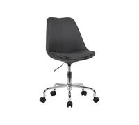 Chaise de bureau à roulettes 65x56x84/94 cm en tissu noir - LUCIE