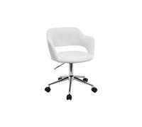 Chaise de bureau à roulettes design blanc et acier chromé JESSY