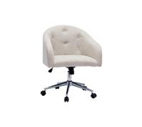 Chaise de bureau à roulettes capitonnée en tissu effet velours texturé naturel er acier chromé SHARON