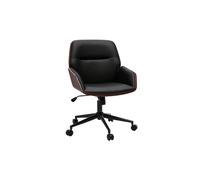 Chaise de bureau à roulettes design noir, bois foncé et métal noir MARLOW