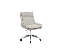 Chaise de bureau à roulettes en tissu effet velours texturé beige et métal chromé BLAISE