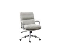 Chaise de bureau à roulettes en tissu velours côtelé taupe et métal chromé MIRABEAU