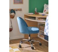 Chaise de bureau à roulettes enfant en velours bleu TU