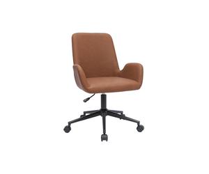 Chaise de bureau à roulettes marron et métal noir ALBAN