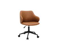 Chaise de bureau à roulettes vintage marron et métal noir HEMMY