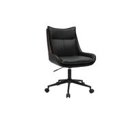 Chaise de bureau à roulettes noire et bois foncé BLAISE
