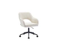 | Chaise de bureau à roulettes velours côtelé blanc cassé L 60 x P 62 x H 89 / 99cm
