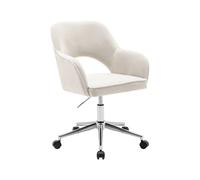 Chaise de bureau à roulettes velours côtelé blanc cassé piétement chromé. L 60 x P 62 x H 89 / 99cm