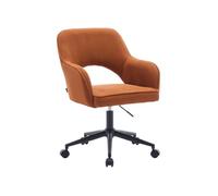 Chaise de bureau à roulettes velours côtelé camel L 60 x P 62 x H 89 / 99cm