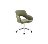 | Chaise de bureau à roulettes velours côtelé kaki piétement chromé L 60 x P 62 x H 89 / 99cm