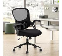 Chaise de Bureau avec accoudoirs Pliables à 90 °, Support Lombaire, Chaise de Bureau Ergonomique réglable en Hauteur, Chaise d'ordinateur pivotante, Coussin d'assise Confortable pour la Maison/Le
