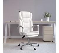 Chaise de bureau avec fonction allongée, en cuir synthétique, blanche, ergonomique, rotative, avec roulettes, pour bureau, maison, bureau, bureau à domicile, salle d'étude, confortable et peu