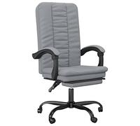 Chaise de bureau avec fonction allongée, en tissu gris clair, ergonomique, rotative, avec soutien dorsal et roulettes, compacte, pour bureau, bureau à domicile, bureau, confort