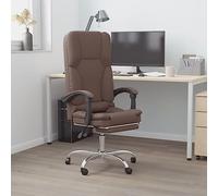 Chaise de bureau avec fonction massage, en cuir synthétique, marron, ergonomique, rotative, avec roulettes, dossier réglable et repose-pieds pour bureau, bureau à domicile, travail confortable