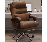Chaise de Bureau avec Repose-Pieds Chaise de Bureau de Direction en Cuir avec Soutien Lombaire Réglable en Hauteur for Une Utilisation à Domicile Devant Un Ordinateur(Brown)
