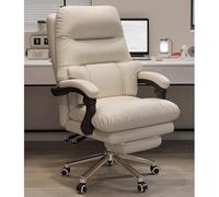 Chaise de Bureau avec Repose-Pieds Chaise de Bureau de Direction en Cuir avec Soutien Lombaire Réglable en Hauteur for Une Utilisation à Domicile Devant Un Ordinateur(White)
