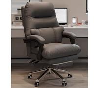 Chaise de Bureau avec Repose-Pieds Chaise de Bureau de Direction en Cuir avec Soutien Lombaire Réglable en Hauteur for Une Utilisation à Domicile Devant Un Ordinateur(Grey)