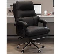 Chaise de Bureau avec Repose-Pieds Chaise de Bureau de Direction en Cuir avec Soutien Lombaire Réglable en Hauteur for Une Utilisation à Domicile Devant Un Ordinateur(Black)
