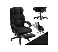 Chaise de bureau - TECTAKE - Fauteuil de bureau JILIEN avec repose-pieds et revêtement en velours, 64 x 68-118 x 89-115 cm - Noir