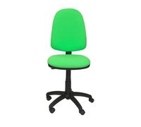 Chaise de bureau Aýna avec mécanisme Contact permanent de base, rembourrée de tissu couleur Pistache. Équipée d'une base en polyamide noir, sans accoudoirs et de roulettes en nylon de 50 mm