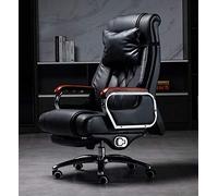 Chaise de bureau Boss Chaise de bureau à dossier haut inclinable en cuir avec coussins épais et soutien lombaire ergonomique avec accoudoirs entièrement rembourrés, taille : 865652 cm, noir