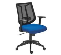 Chaise de bureau Bruneau Tiloa tissu bleu et maille - Dossier bas avec accoudoirs - Mécanisme Synchrone - Pieds noir - Chaises de bureau - Bruneau
