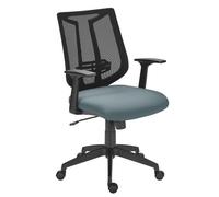 Chaise de bureau Bruneau Tiloa tissu gris et maille - Dossier bas avec accoudoirs - Mécanisme Synchrone - Pieds noir - Chaises de bureau - Bruneau