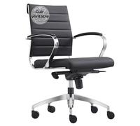 Chaise de bureau Cádiz avec mécanisme à bascule synchrone - en 3 (cuir, noir)