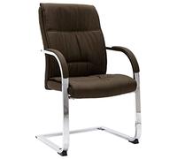 Chaise de bureau cantilever en tissu marron avec dossier ergonomique et accoudoirs, structure en métal chromé, compacte pour le bureau et le bureau à domicile, assise confortable pour travailler