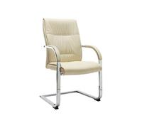 Chaise de Bureau Cantilever Fauteuil de Bureau avec Accoudoirs Chaise pour Office Siège de Bureau Maison Intérieur Ergonomique Crème Similicuir