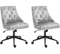 Chaise de bureau CasaDolce PINTA, lot de 2, gris clair, 54x63x87,5-95 cm, pivotante et réglable en hauteur, rembourrée, roues en PU, charge max. 120 kg