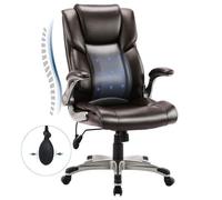 Chaise de bureau - Chaise de Bureau ergonomique en similicuir,Dossier Inclinable, Accoudoirs et Hauteur Réglables - Marron