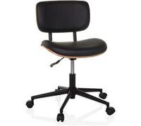 hjh LIVING Chaise de Bureau avec revêtement en Bois CENCA I Simili-Cuir, Chaise pivotante Home Office, Look Industriel, réglable en Hauteur, Noir