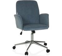 hjh OFFICE Homeoffice Chaise rembourrée avec Aspect Velours côtelé SOLAO Cord Chaise de Bureau pivotante avec roulettes réglable en Hauteur, Bleu Pigeon