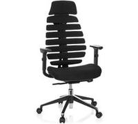 hjh OFFICE 714540 Chaise de Bureau Ergonomique Ergo Line II Pro Tissu Noir avec Soutien Lombaire & Appui-tête
