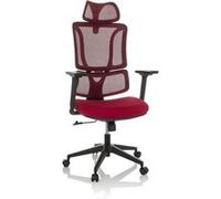Chaise de bureau / chaise pivotante ERGOMY assise tissu / dossier résille rouge