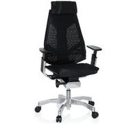 hjh OFFICE Chaise de Bureau Ergonomique GENIDIA Pro Fauteuil de Bureau à Dossier Haut Respirant avec Support Lombaire et accoudoir réglable, Maille Respirante Noir 652602