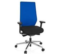 hjh OFFICE 608842 Chaise de Bureau Professionnelle Pro-TEC 700 Tissu Noir/Bleu Chaise pivotante Ergonomique, Profondeur d'assise & accoudoirs réglables